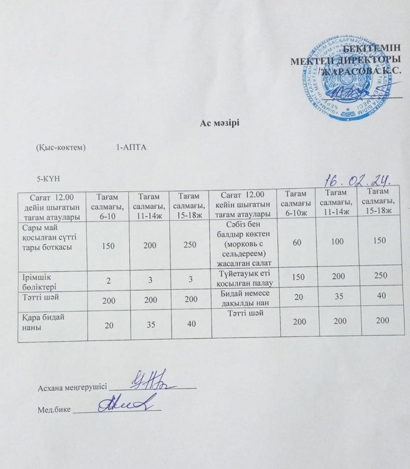 Асхана мәзірі